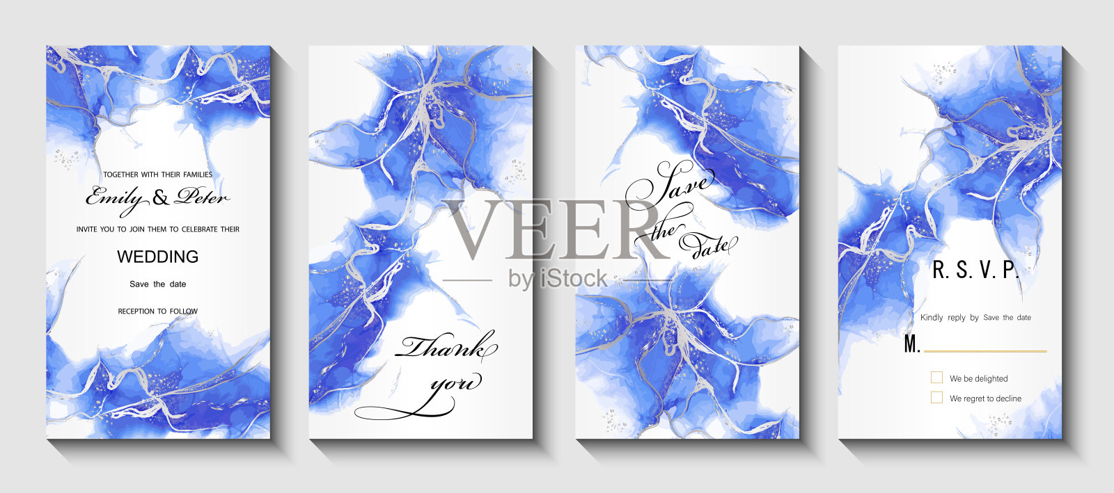 现代创意设计，背景大理石纹理。婚礼的邀请。酒精墨水。插画图片素材