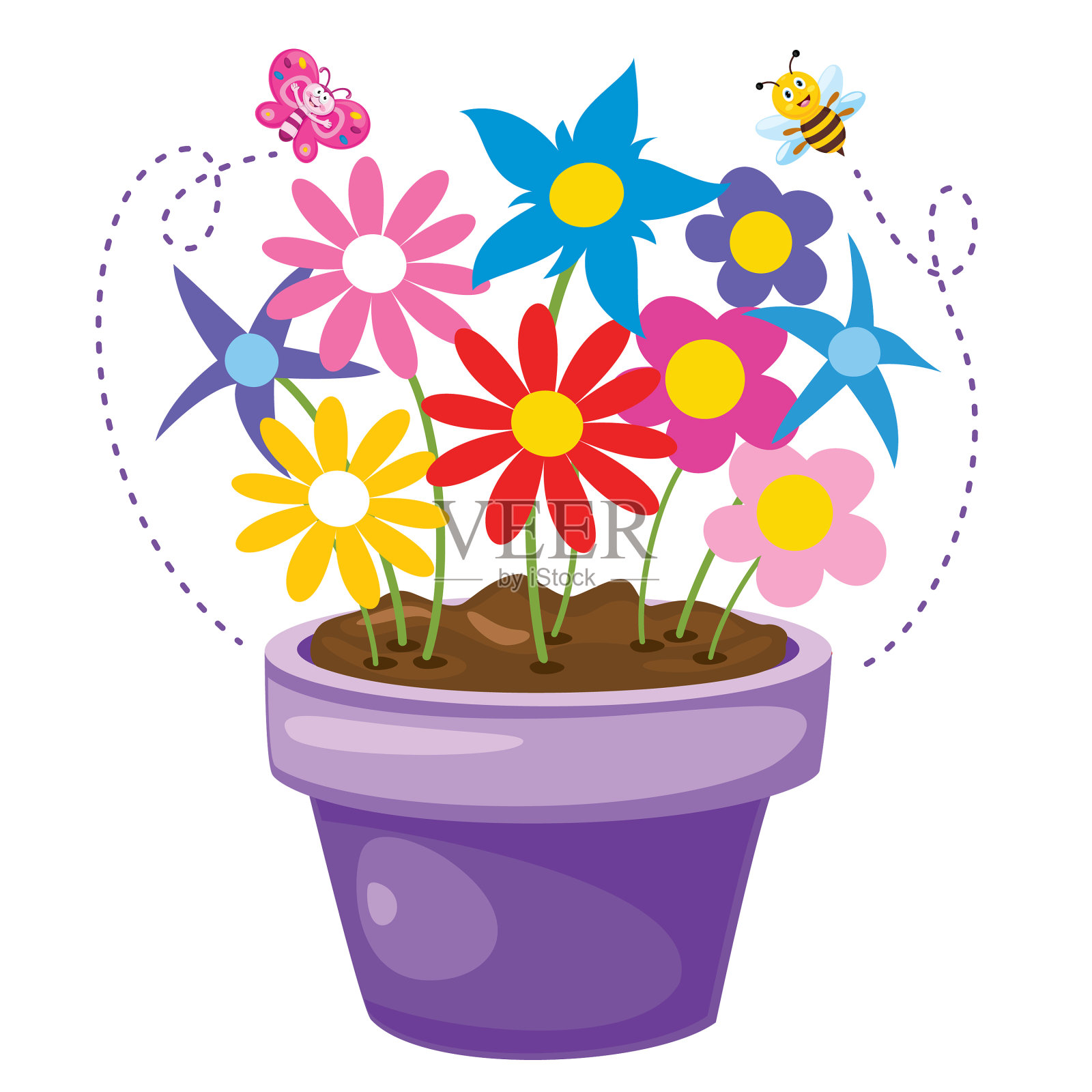 五颜六色的鲜花插画图片素材