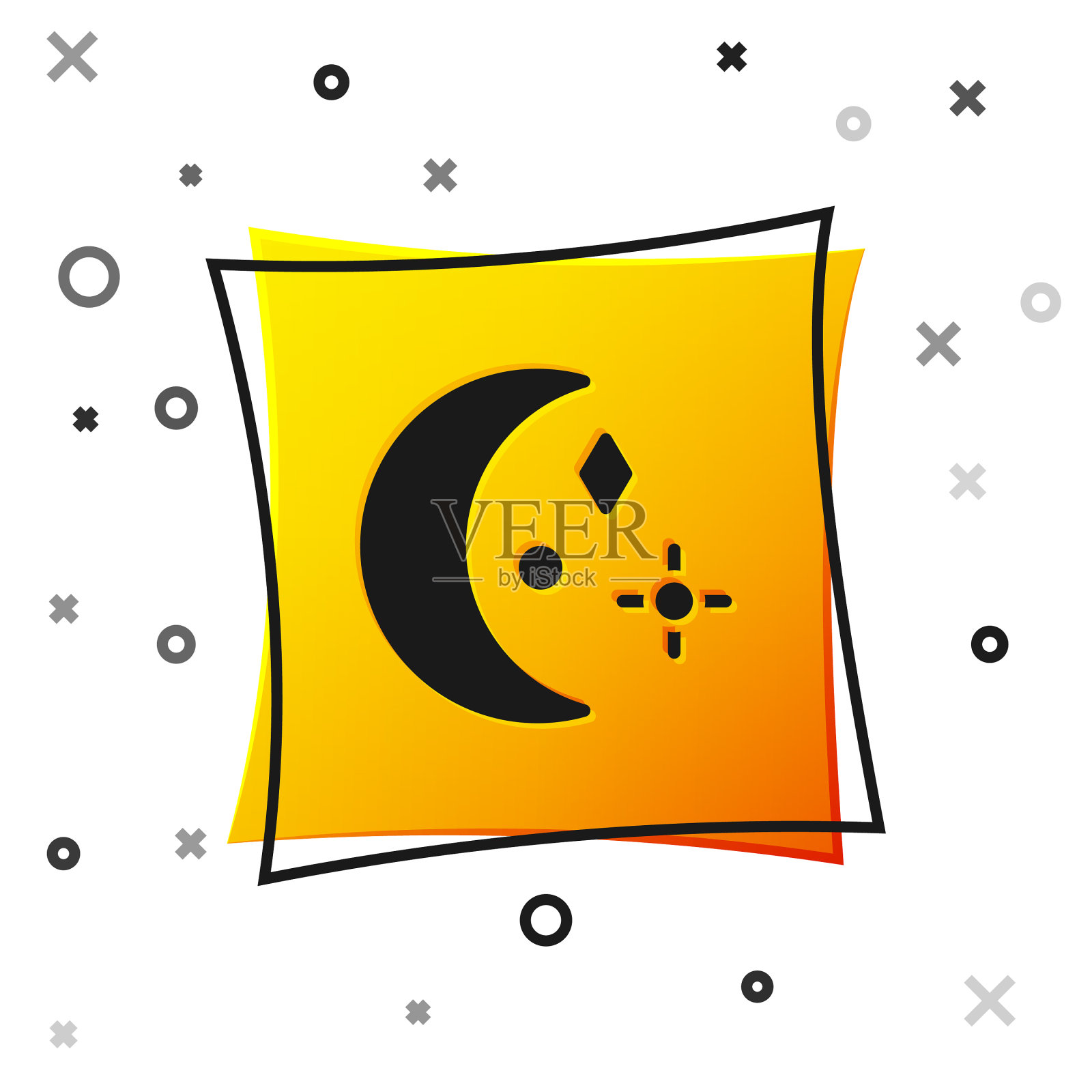 黑色的月亮和星星图标孤立在白色上图标素材