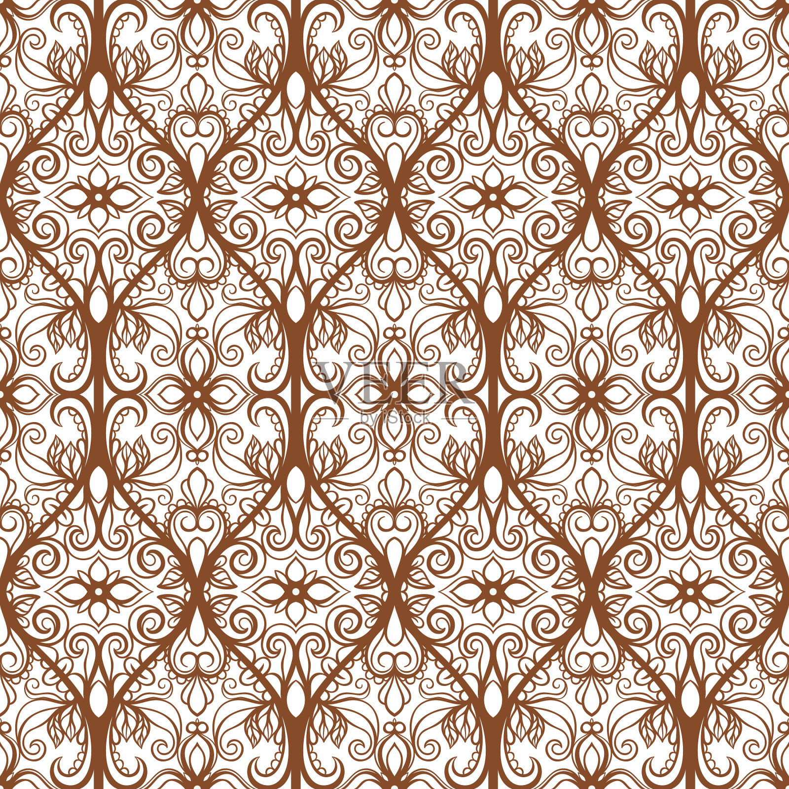 花卉的复古图案插画图片素材