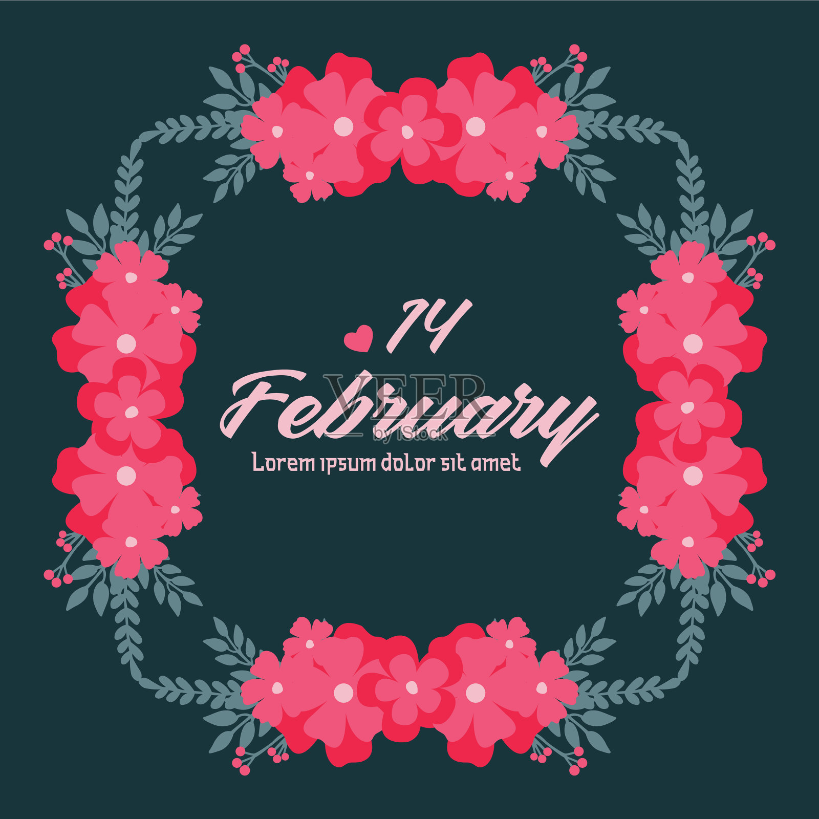 2月14日邀请卡模板设计插画图片素材