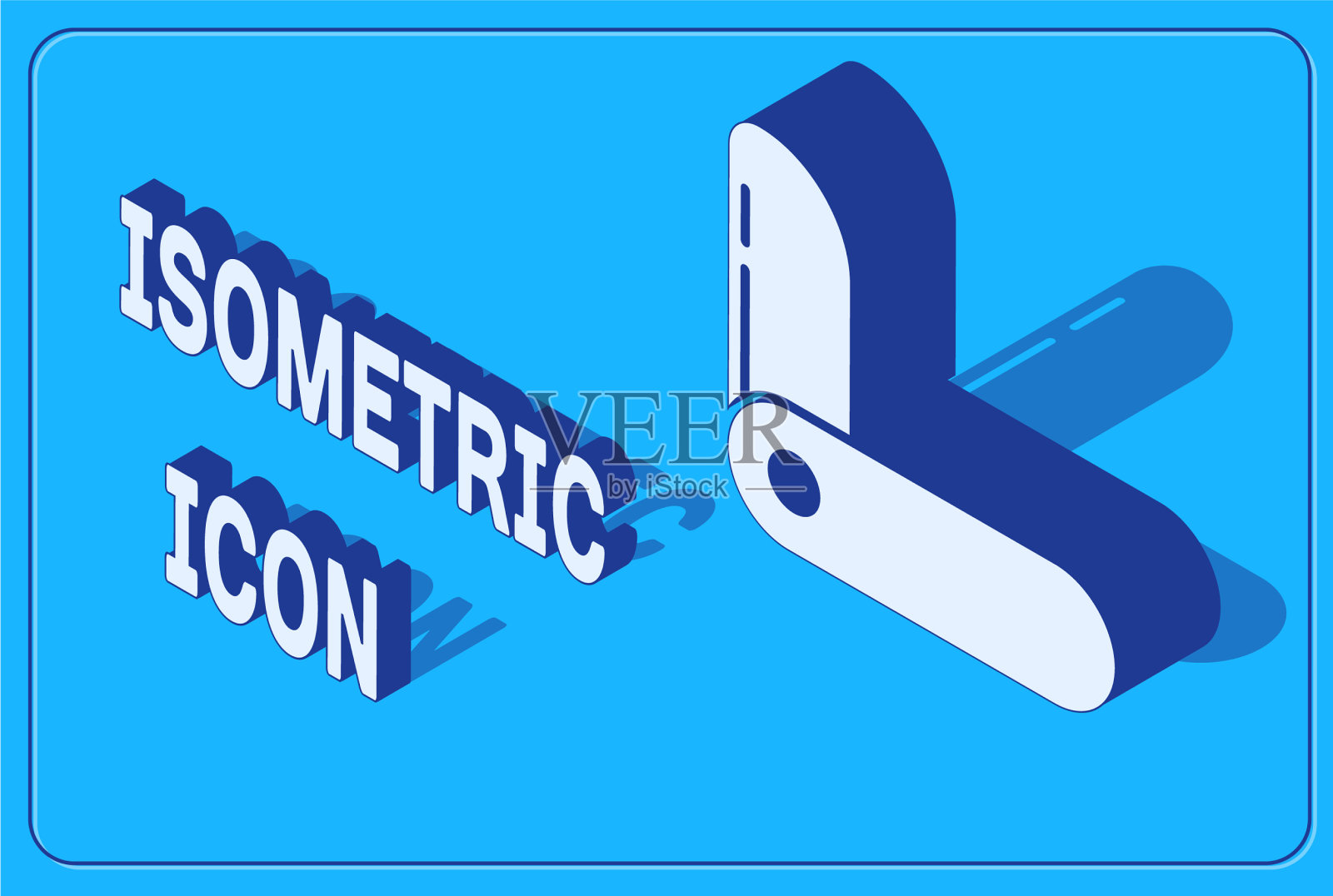 等距瑞士军刀图标孤立在蓝色插画图片素材