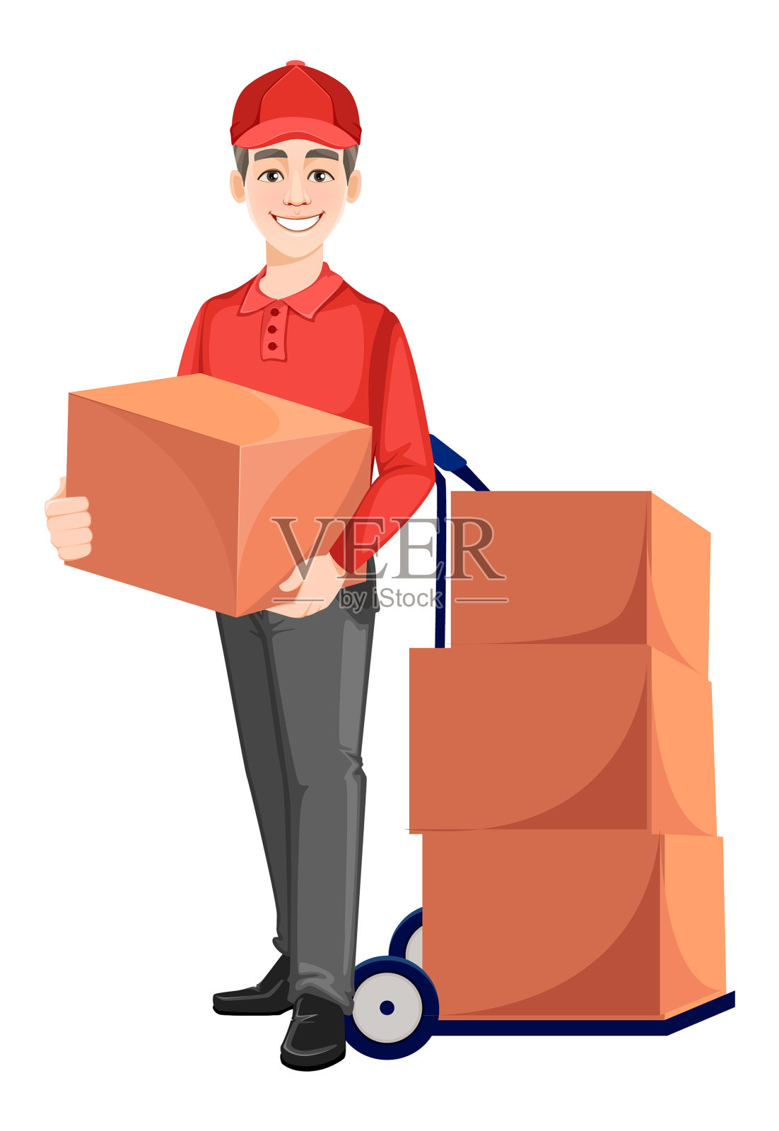 快递以纸箱为配送理念插画图片素材