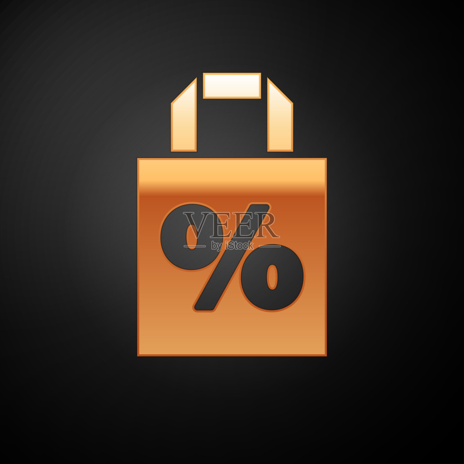 刻有铭文的黄金购物袋插画图片素材