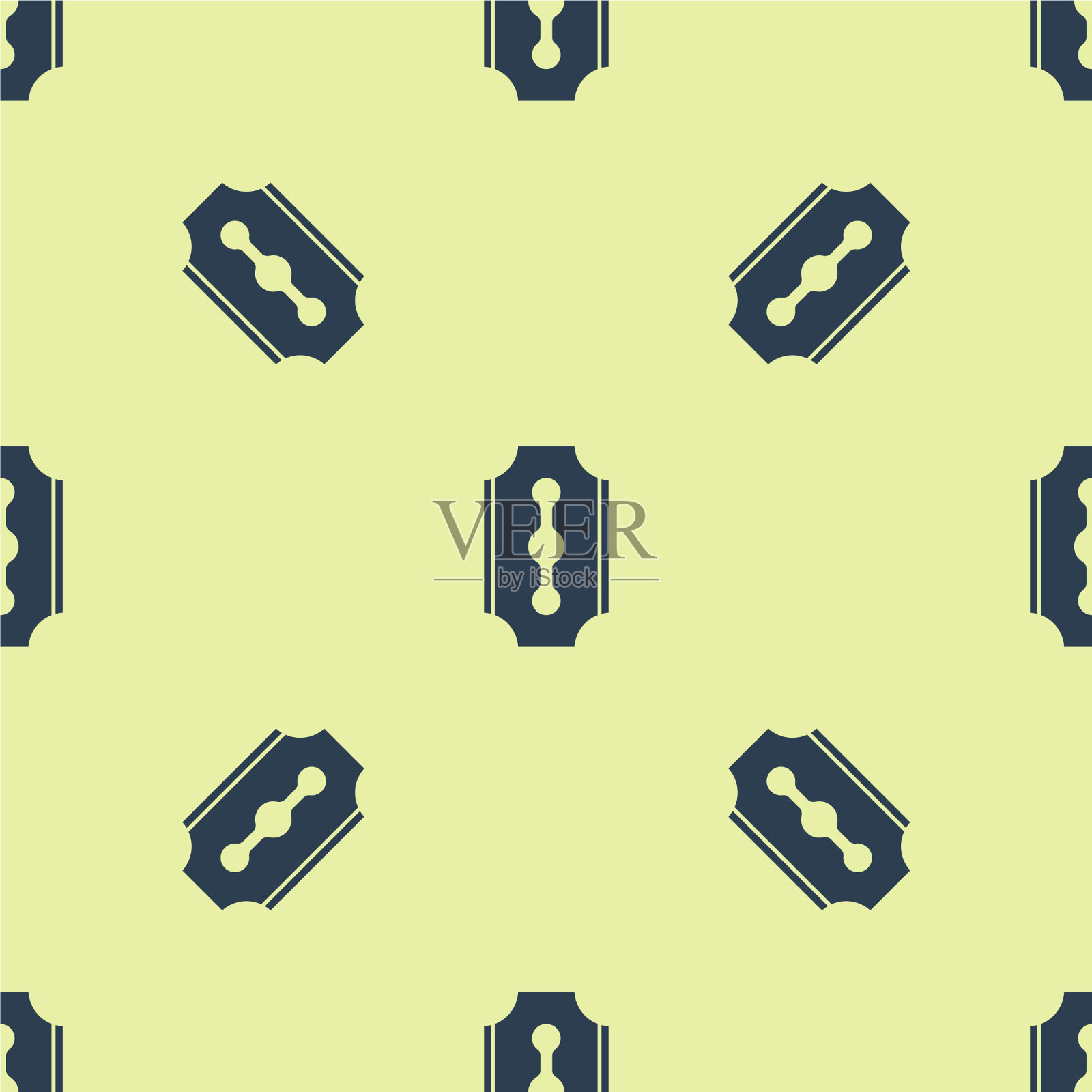 蓝色刀片剃刀图标隔离无缝图案上插画图片素材