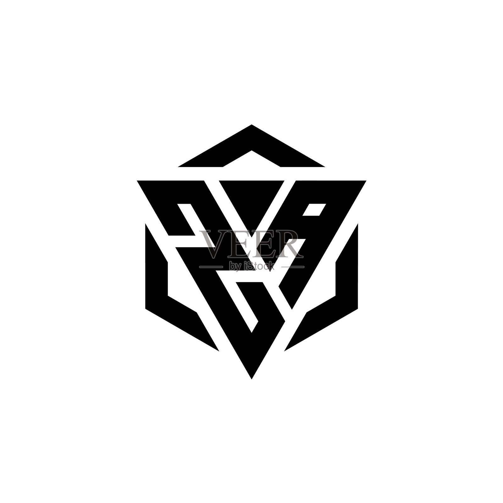 Za标志以三角形和六角形交织而成插画图片素材