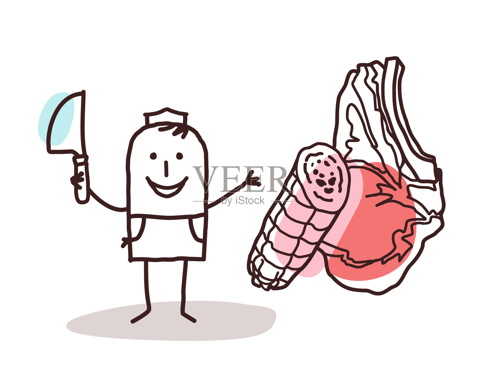 卡通食品零售商-屠夫和肉类设计元素图片