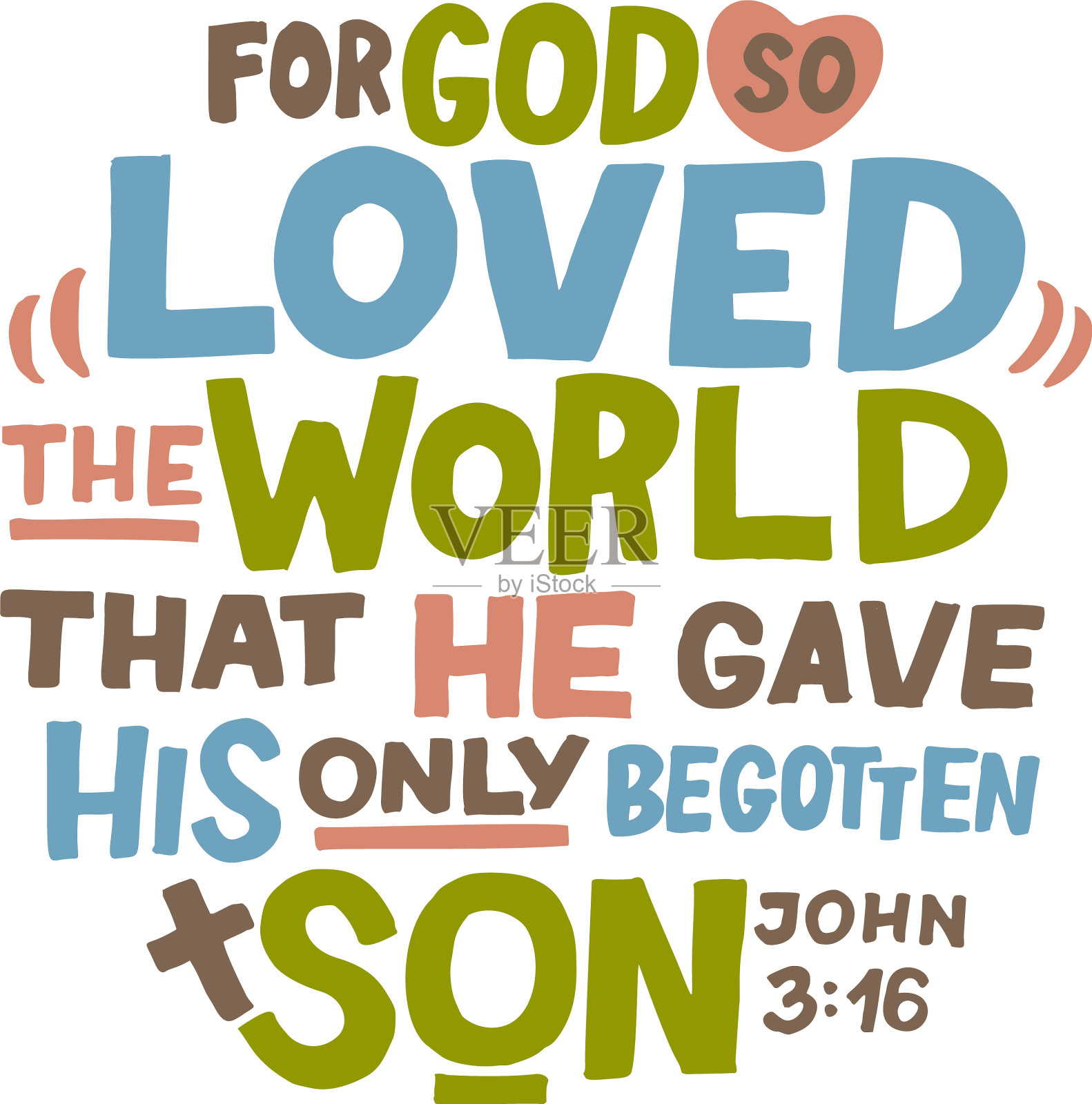 上帝如此热爱世界，他的手刻字插画图片素材