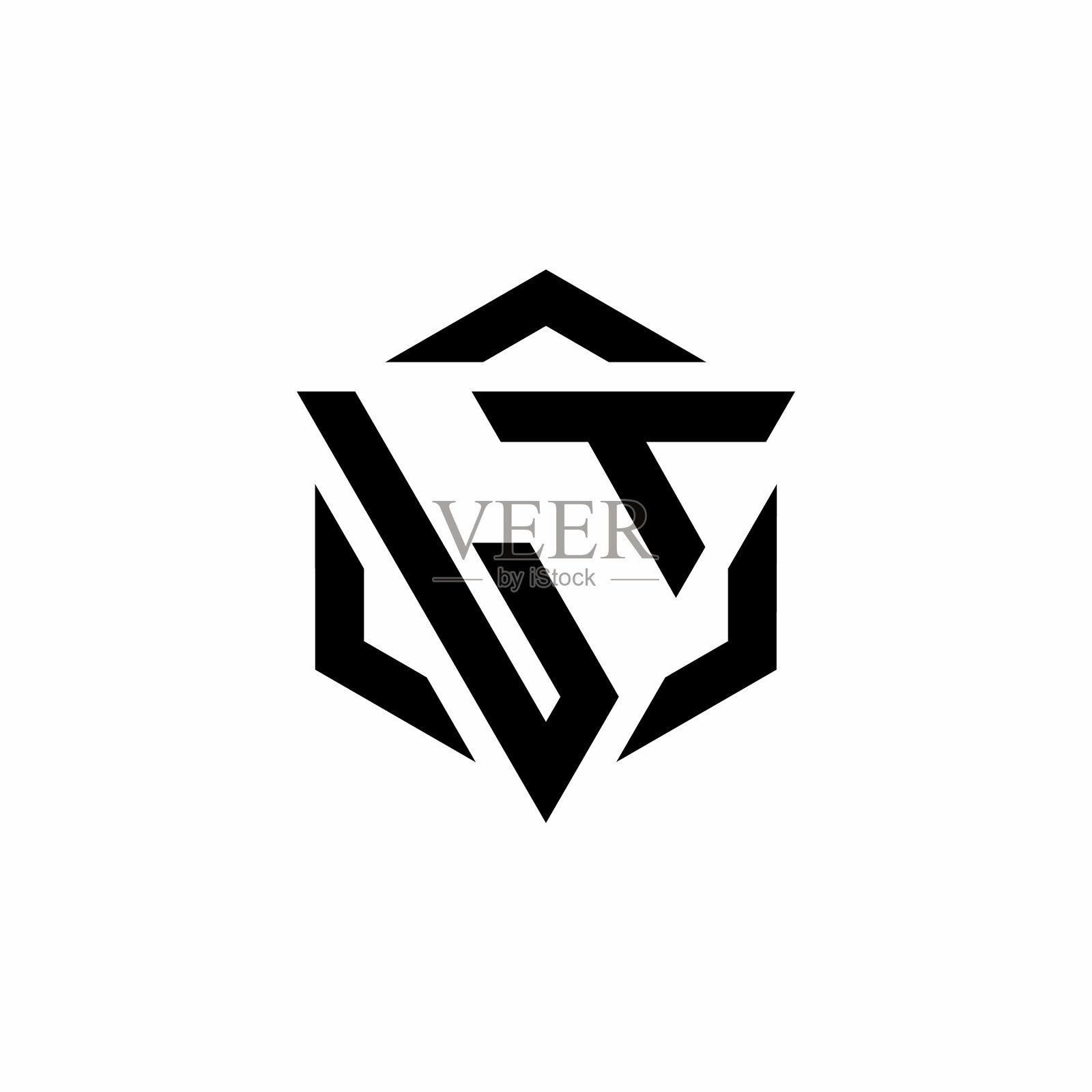 Lt标志由三角形和六边形组合而成插画图片素材