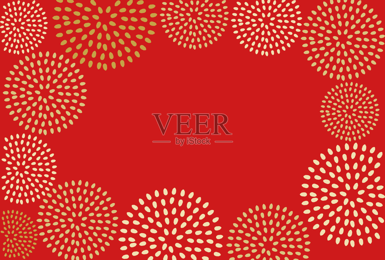 红色背景与模式的多个点排列在一个圆圈。插画图片素材