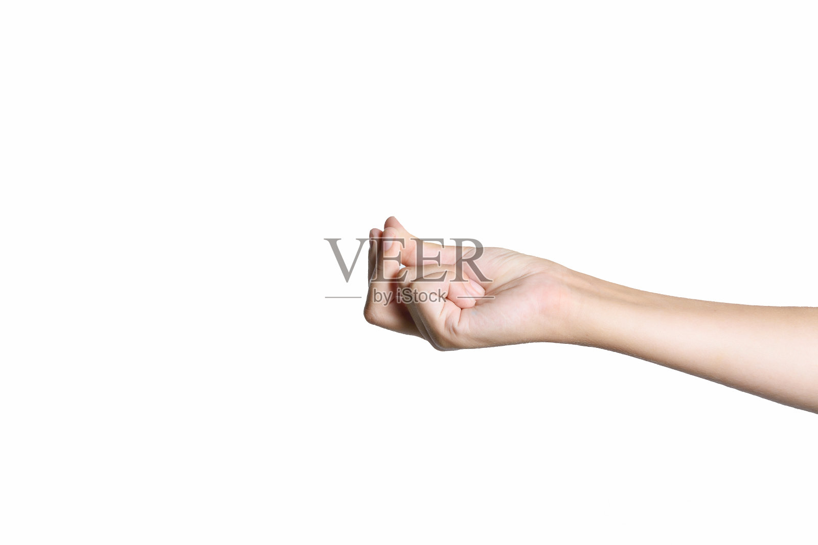 一个少年的手孤立在白色背景上。照片摄影图片