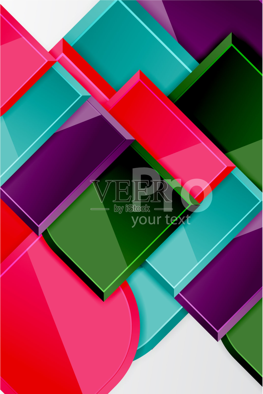 光滑的玻璃方块与圆形元素几何插画图片素材