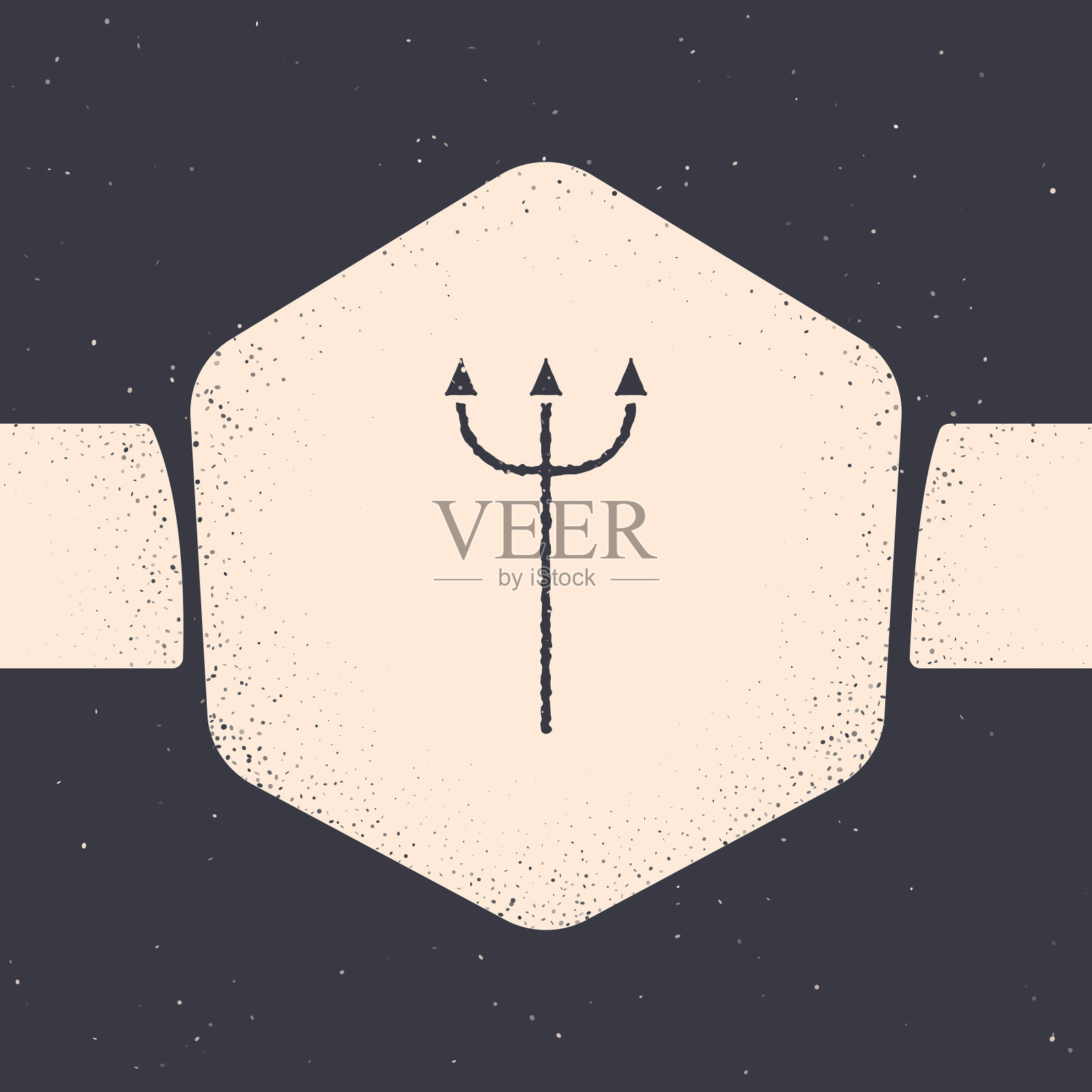 Grunge Neptune三叉戟图标孤立在灰色插画图片素材