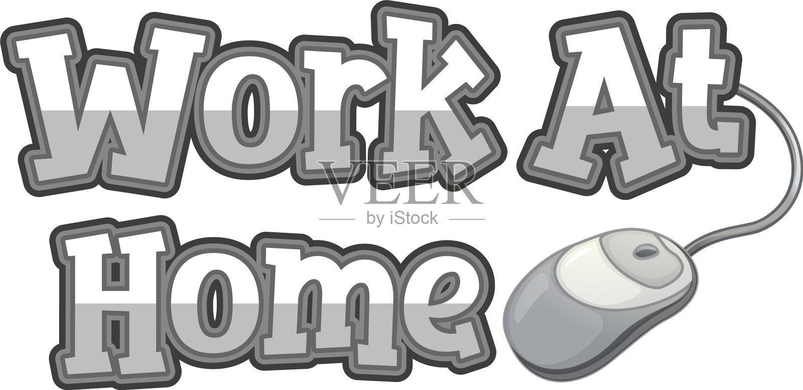 字体设计在白色背景的工作在家设计元素图片