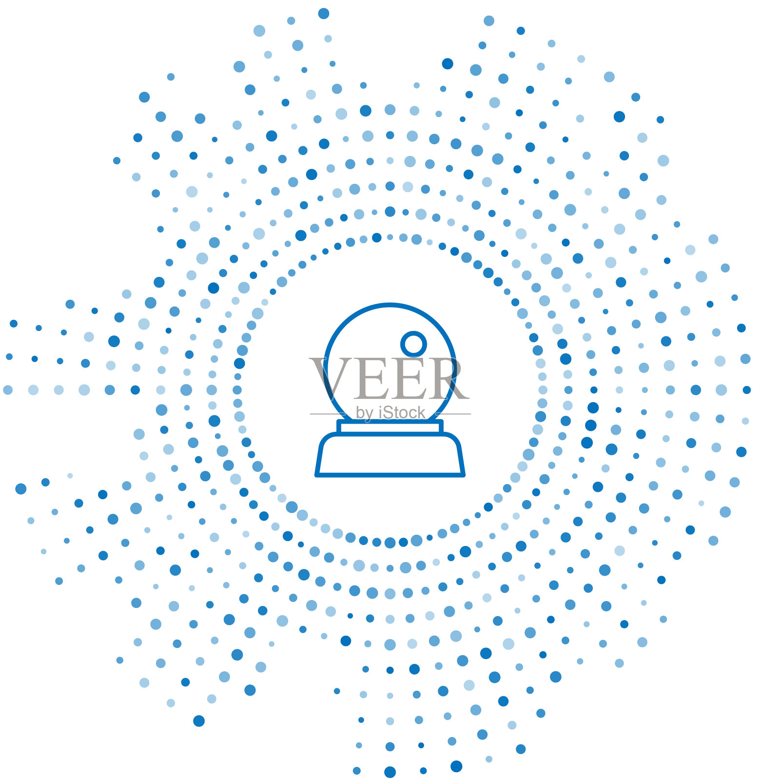 蓝线魔术球图标隔离在白色插画图片素材