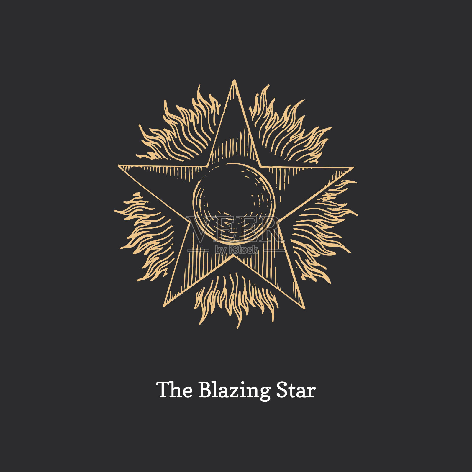 炽热之星以矢量绘制。共济会的迹象。插画图片素材