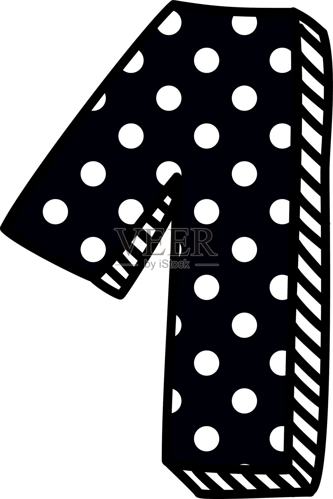 手绘1号，黑色上有白色圆点设计元素图片