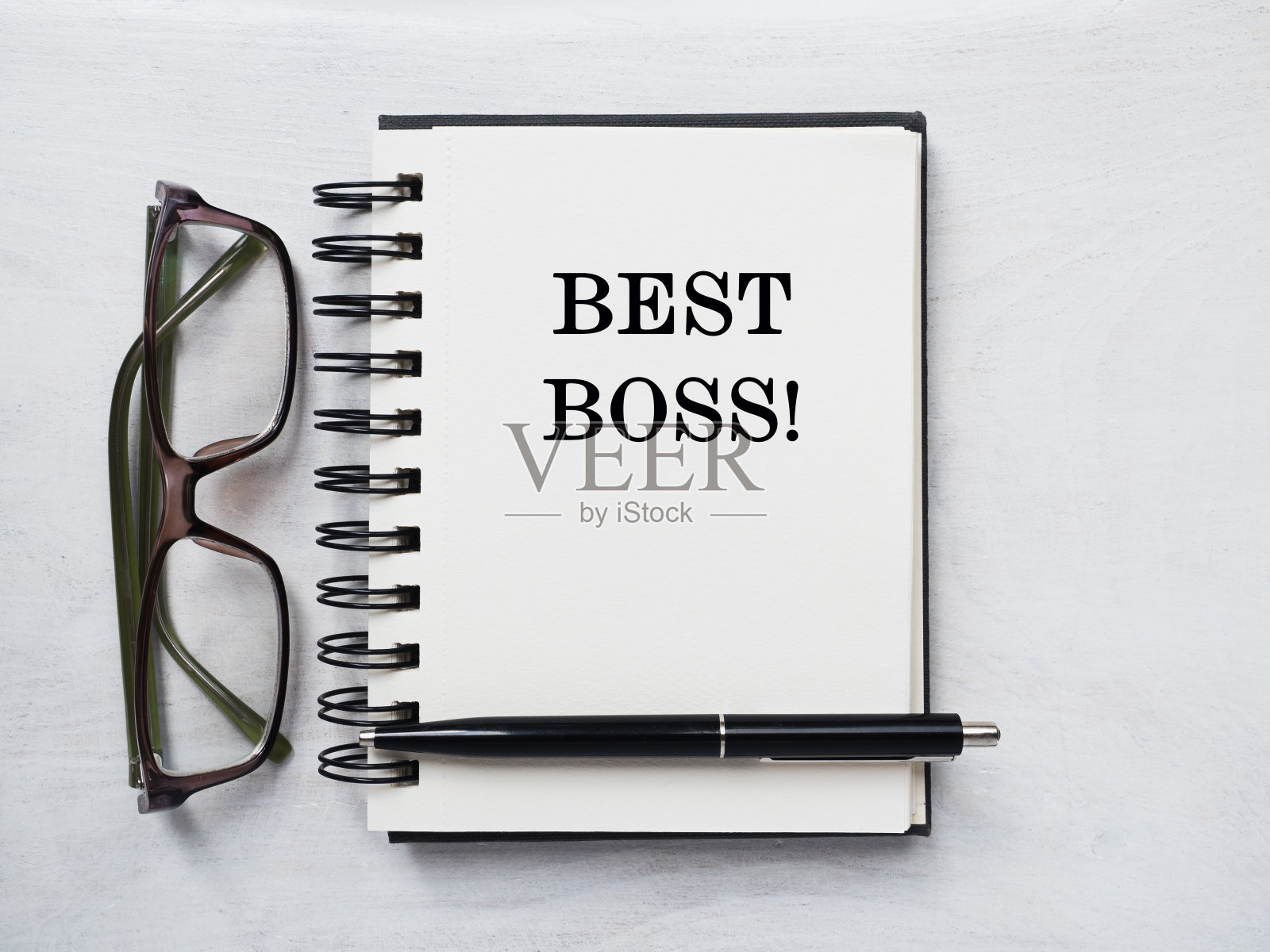 老板的一天。贺卡。特写，从上面看照片摄影图片