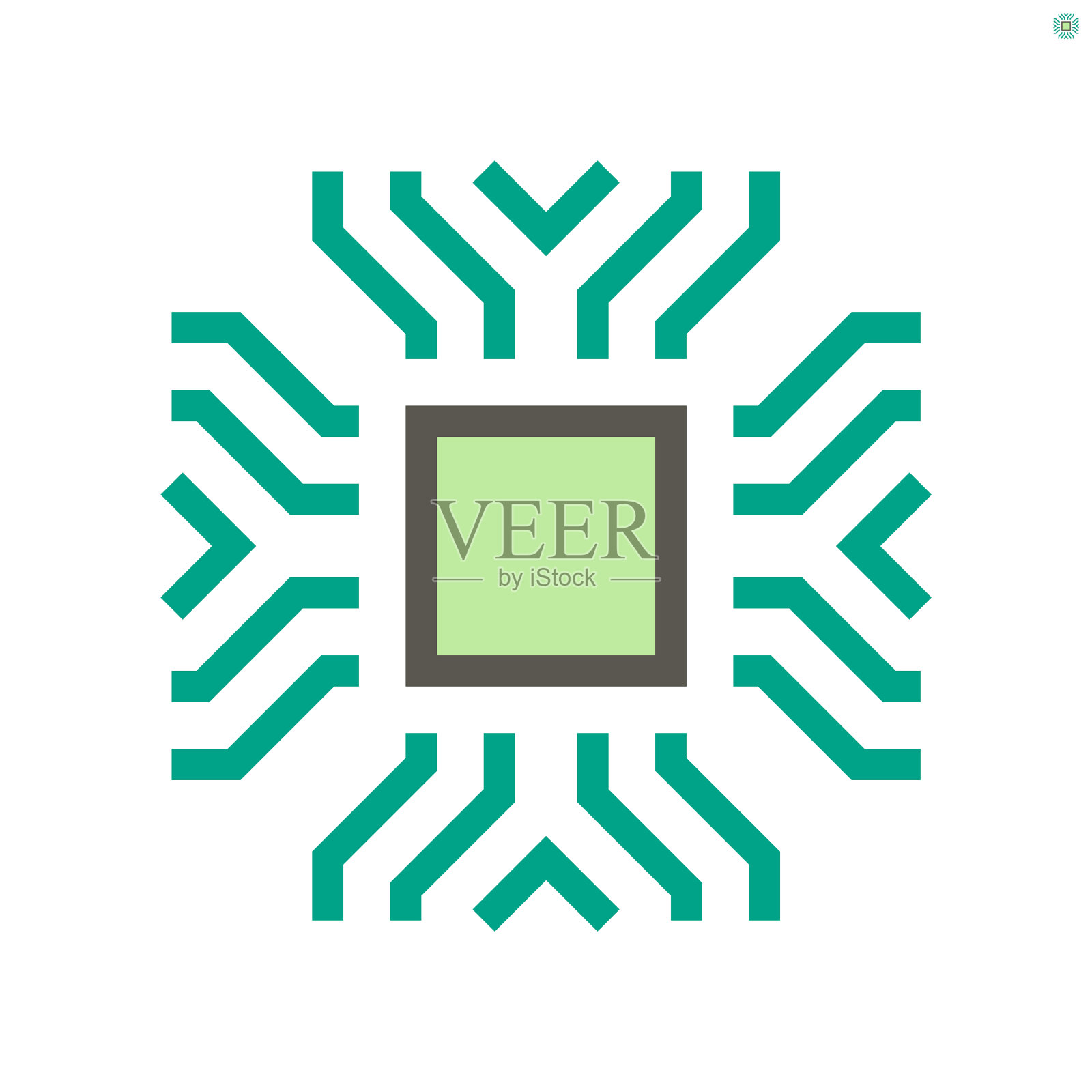 计算机芯片处理器和技术图标集图标素材