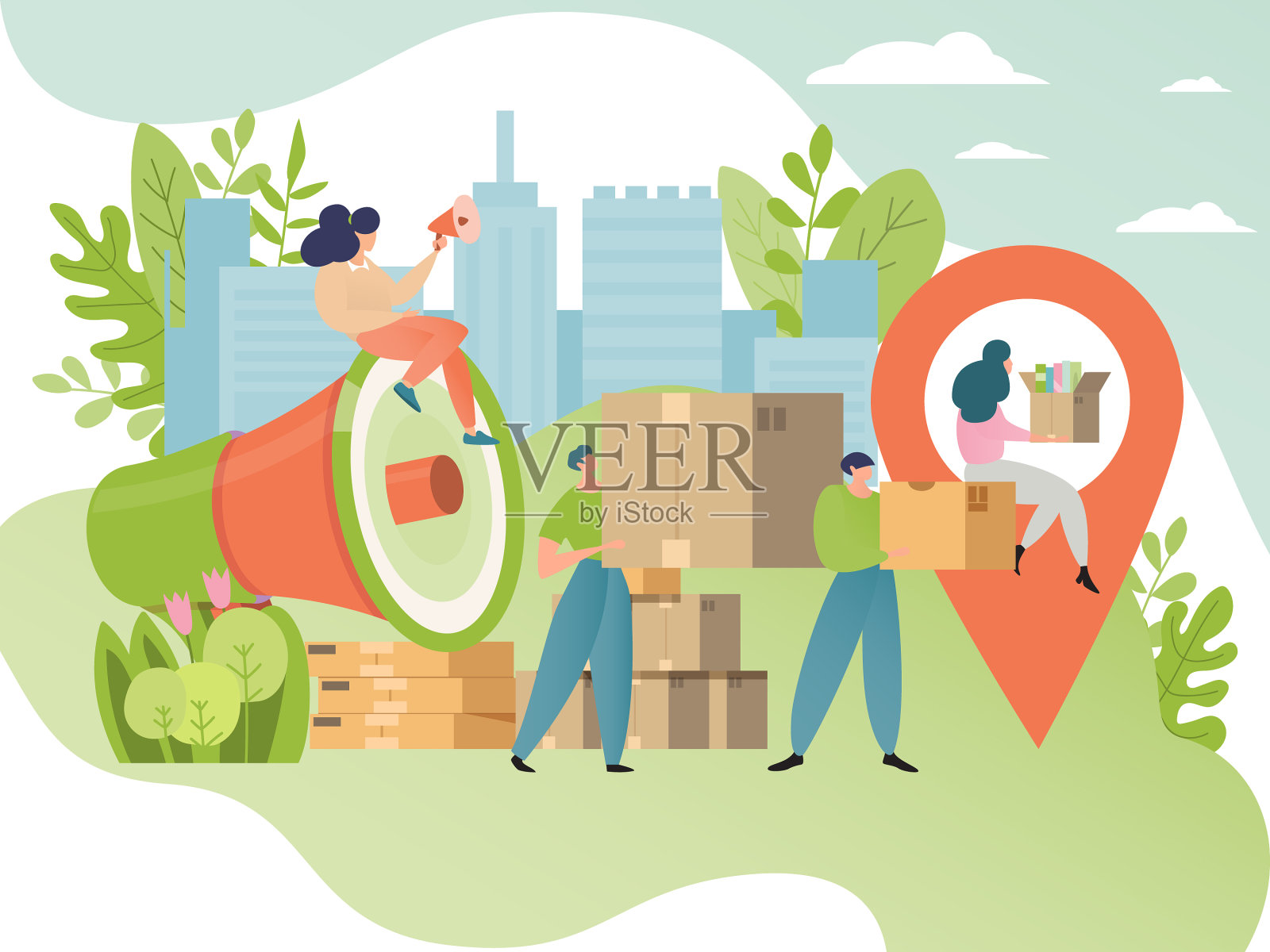 移动概念人卡通插画图片素材