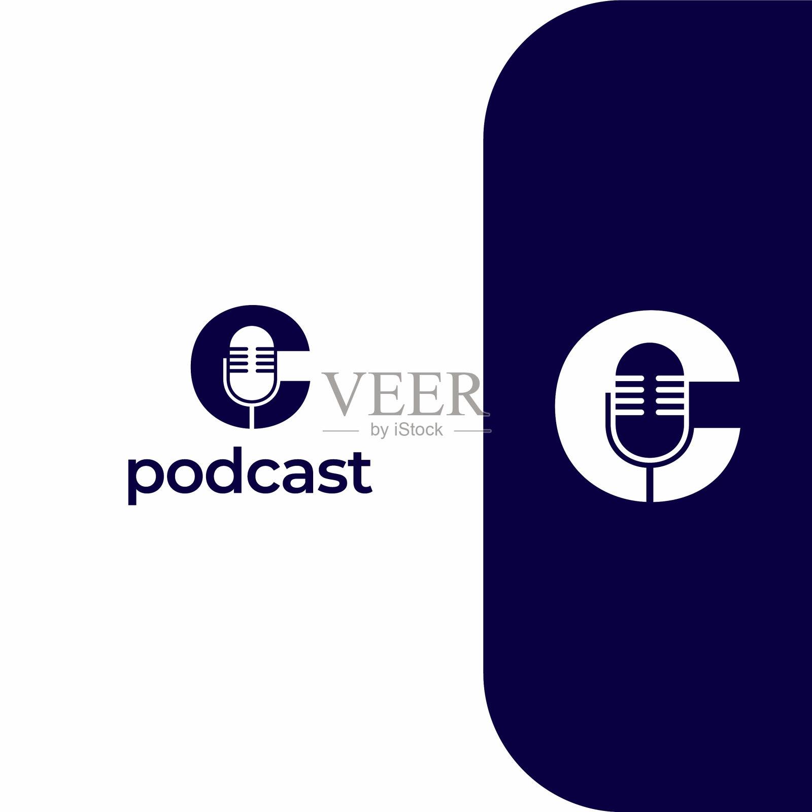 字母c播客录制标志图标设计插画图片素材