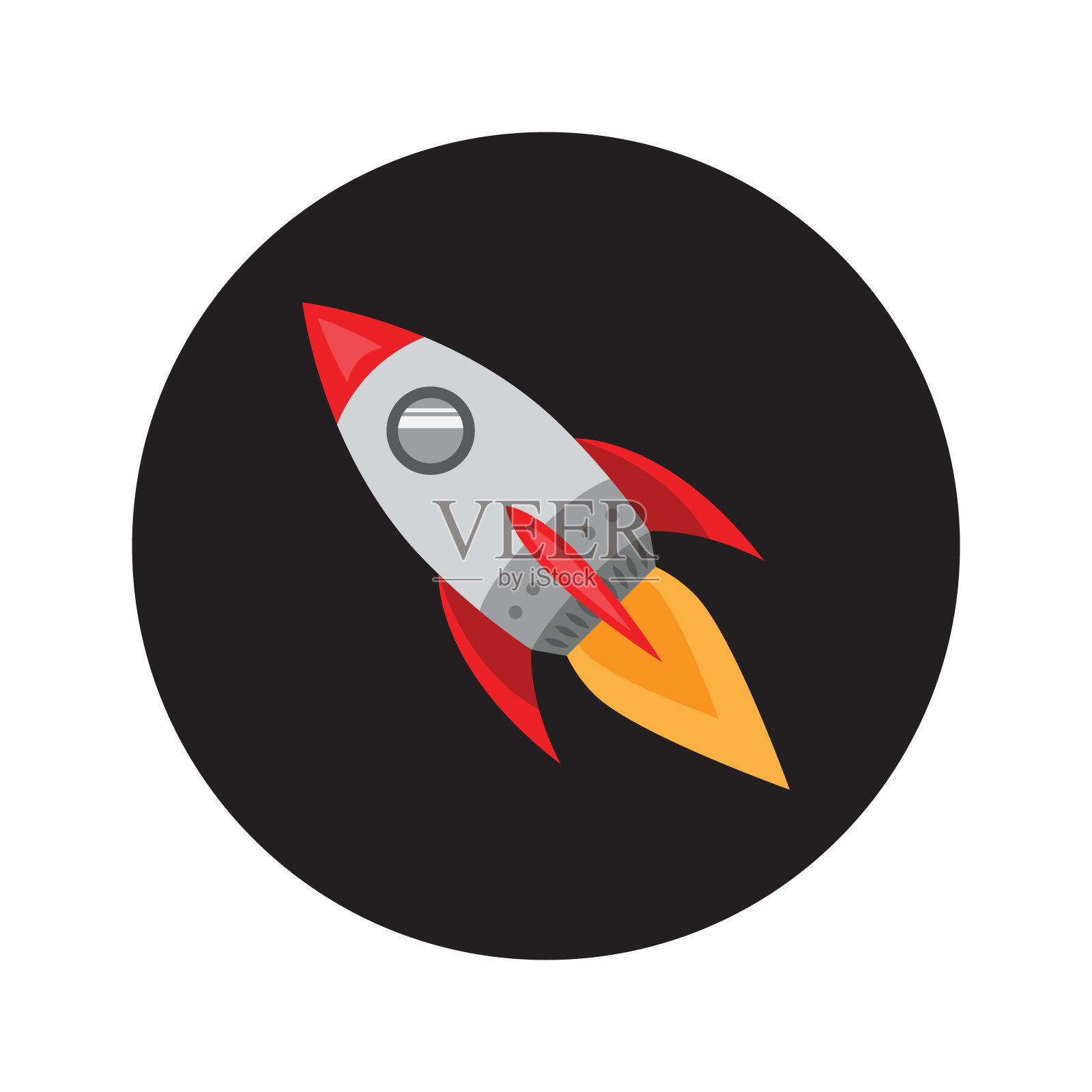 火箭飞行。宇宙飞船图标。太空旅行。平面风格矢量插图插画图片素材