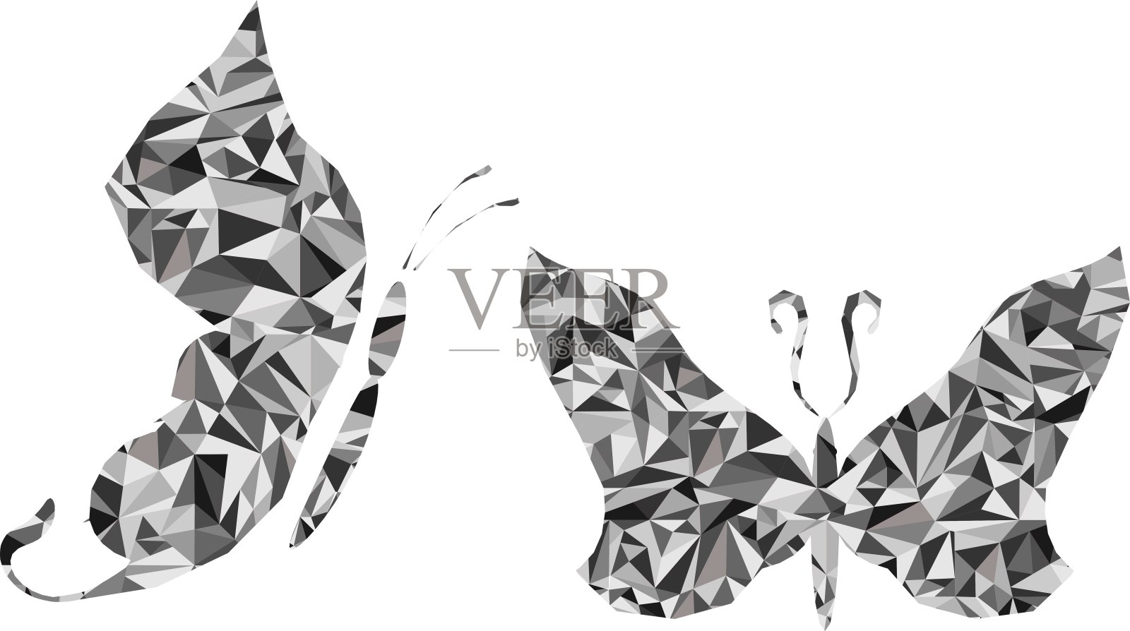 孤立几何多边形蝴蝶图集插画图片素材