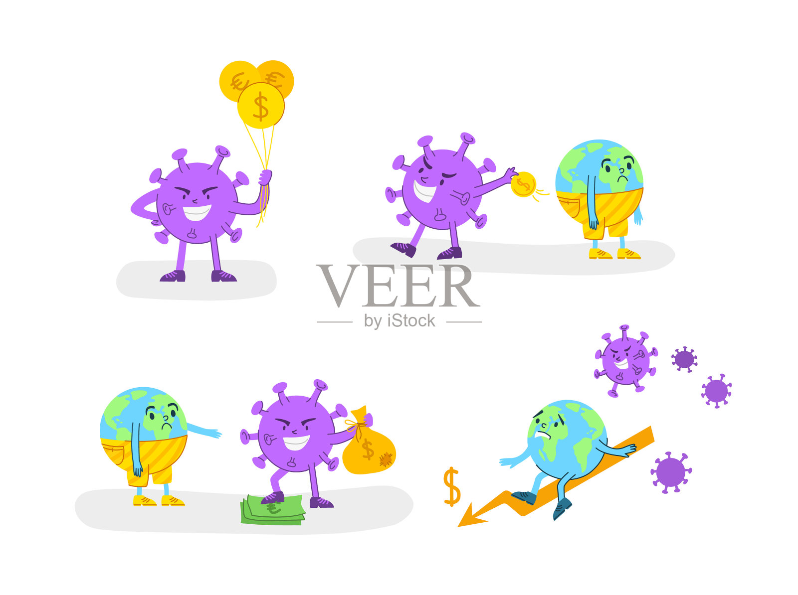 2019年新冠肺炎地球危机插画图片素材