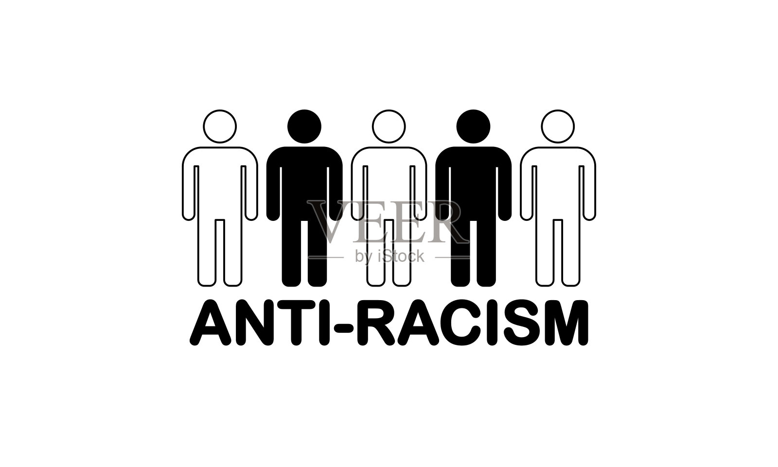 反种族主义的平面图标上的白色背景插画图片素材