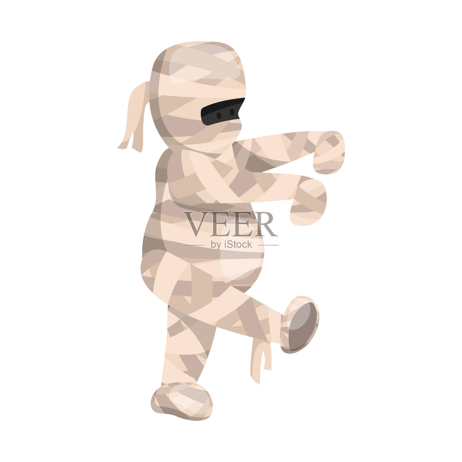 卡通可爱的行走木乃伊人物。插画图片素材