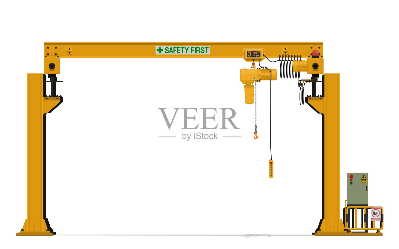 白色背景上的孤立架空起重机插画图片素材