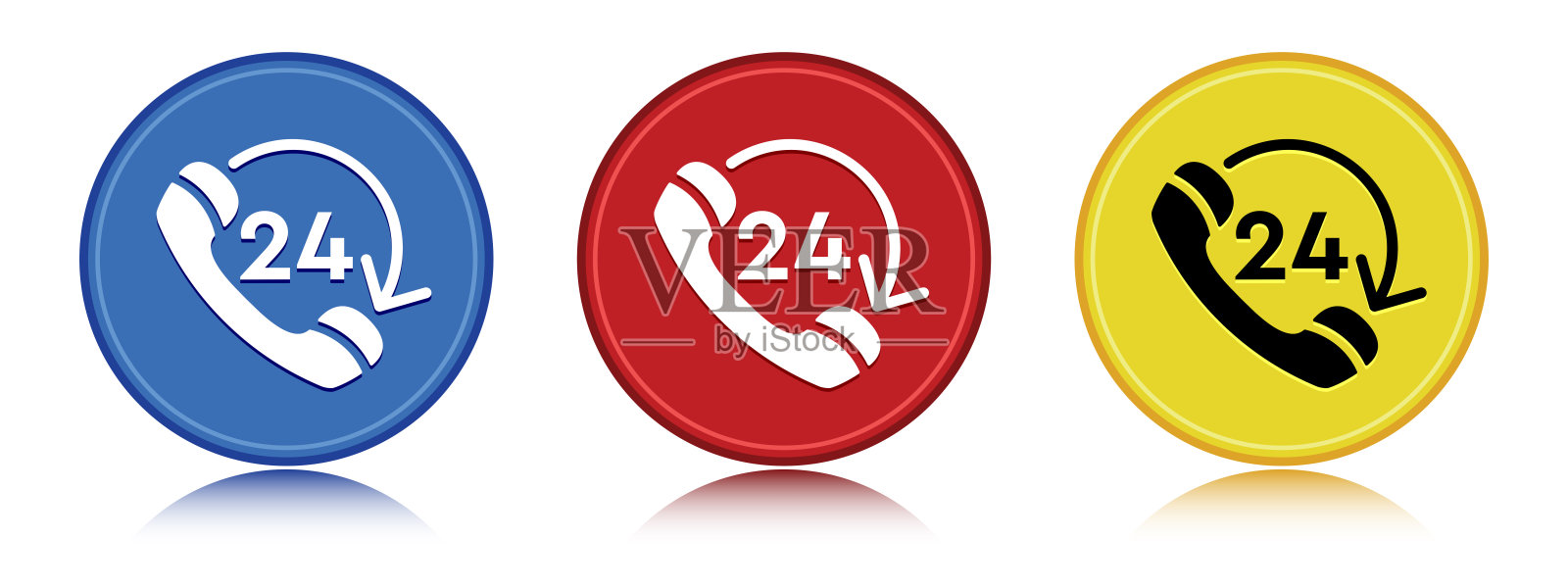 24小时打开手机旋转箭头图标平面圆形按钮设置插图图标素材