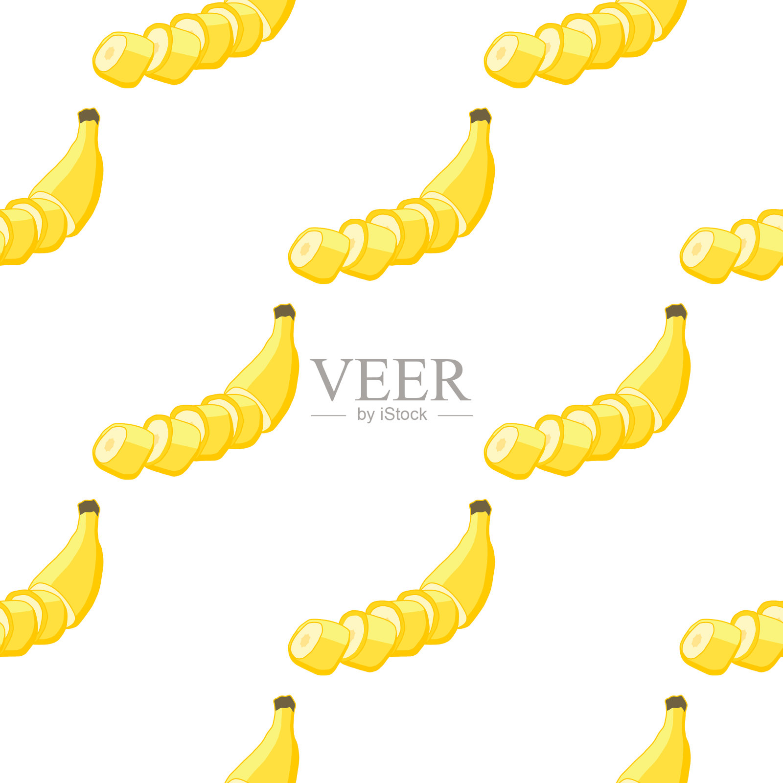 主题上大的彩色无缝香蕉插画图片素材