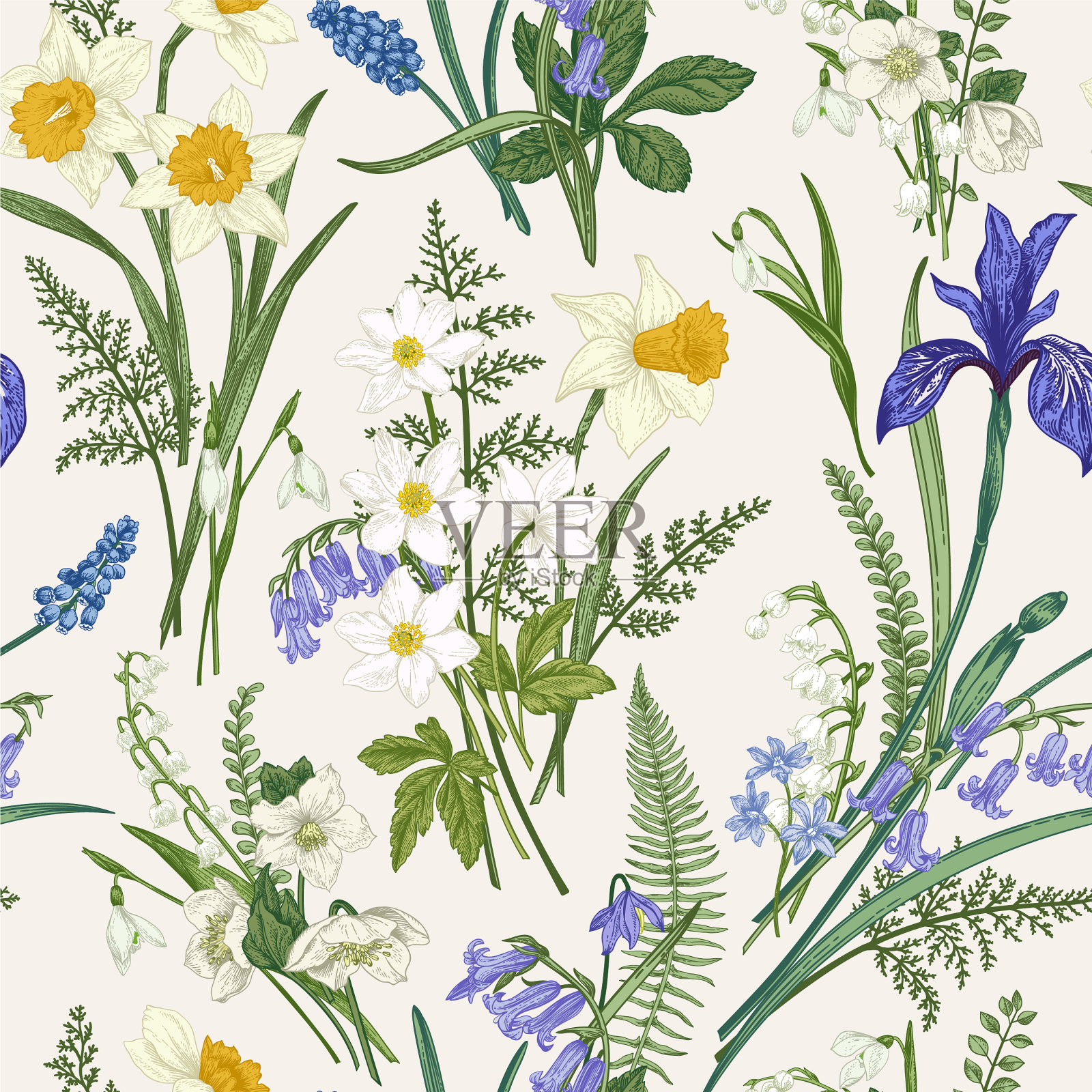 复古无缝花纹插画图片素材