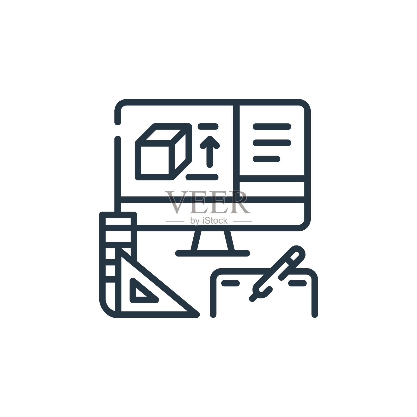 产品设计矢量图标孤立的白色背景。轮廓线，细线产品设计图标用于网站设计和手机，应用程序开发。细线产品设计轮廓图标矢量。插画图片素材