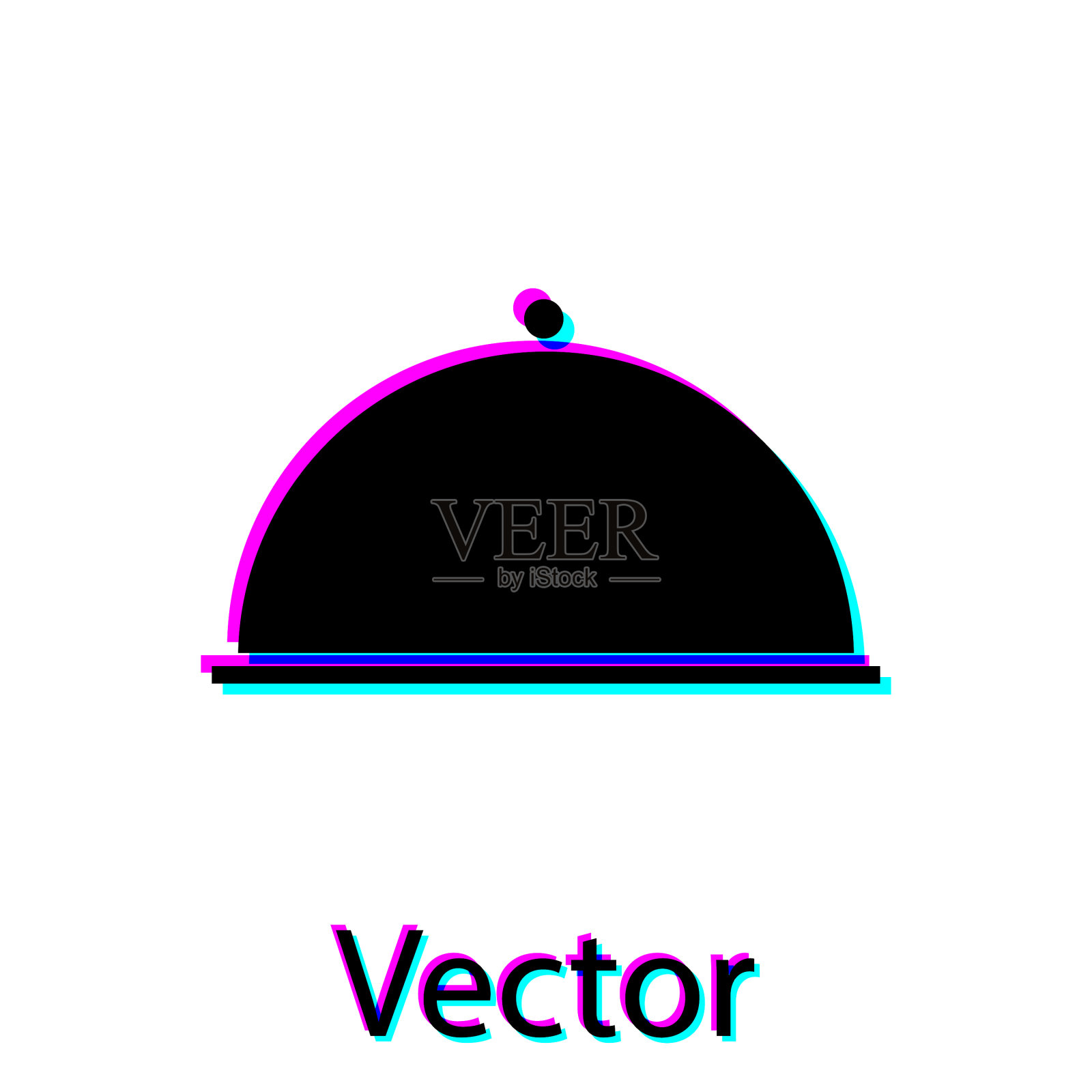 黑色的托盘上盖着食物图标，孤立在上面插画图片素材