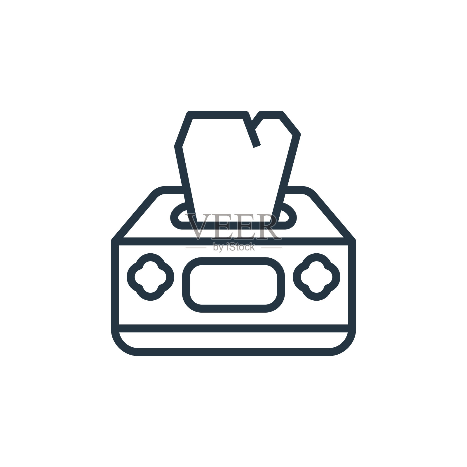 纸巾盒矢量图标孤立在白色背景。轮廓，细线纸巾盒图标，用于网站设计和移动，应用程序开发。细线纸巾盒轮廓图标矢量插图。插画图片素材