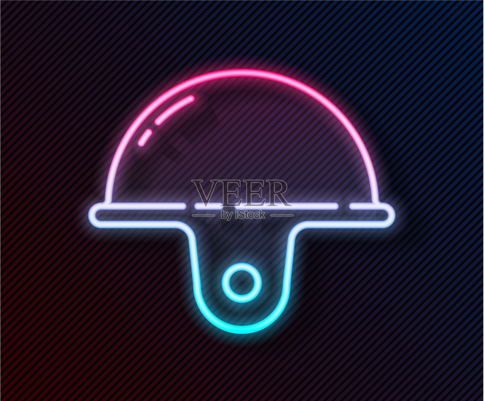 发光的霓虹线工人安全帽图标插画图片素材