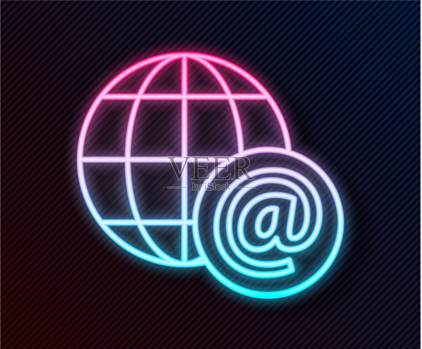 发光的霓虹灯线地球与邮件和电子邮件插画图片素材