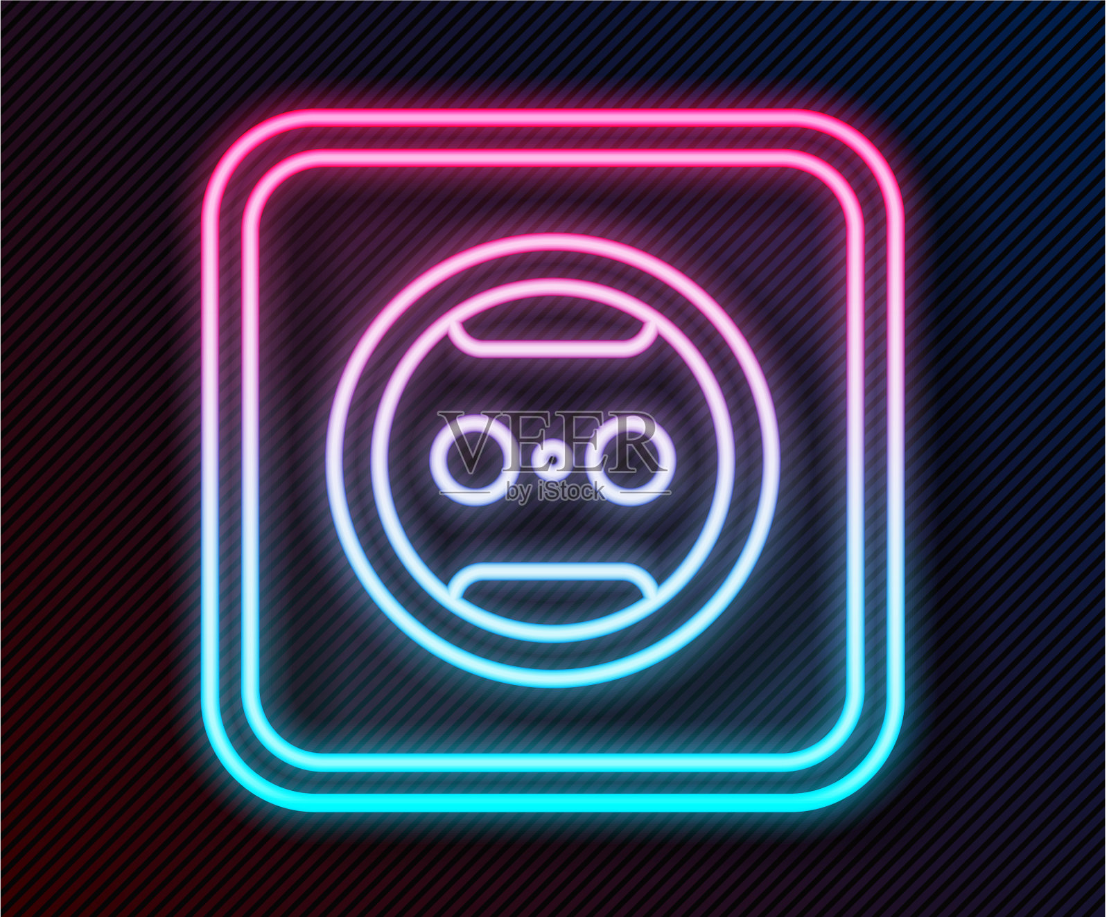 发光的霓虹灯线电源插座图标隔离插画图片素材