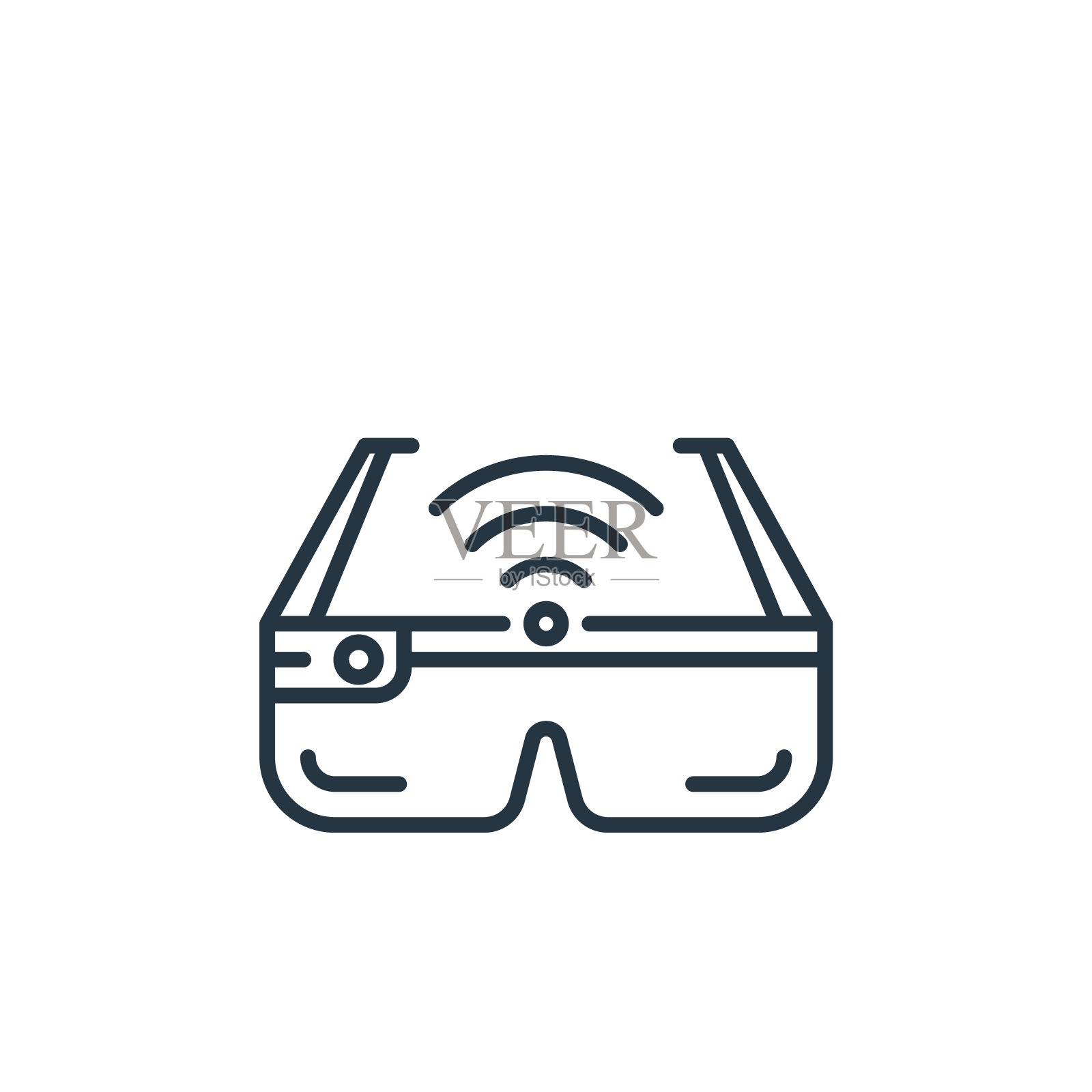 智能眼镜矢量图标孤立在白色背景。轮廓，细线智能眼镜图标，用于网站设计和移动，应用程序开发。细线智能眼镜轮廓图标矢量插图。插画图片素材