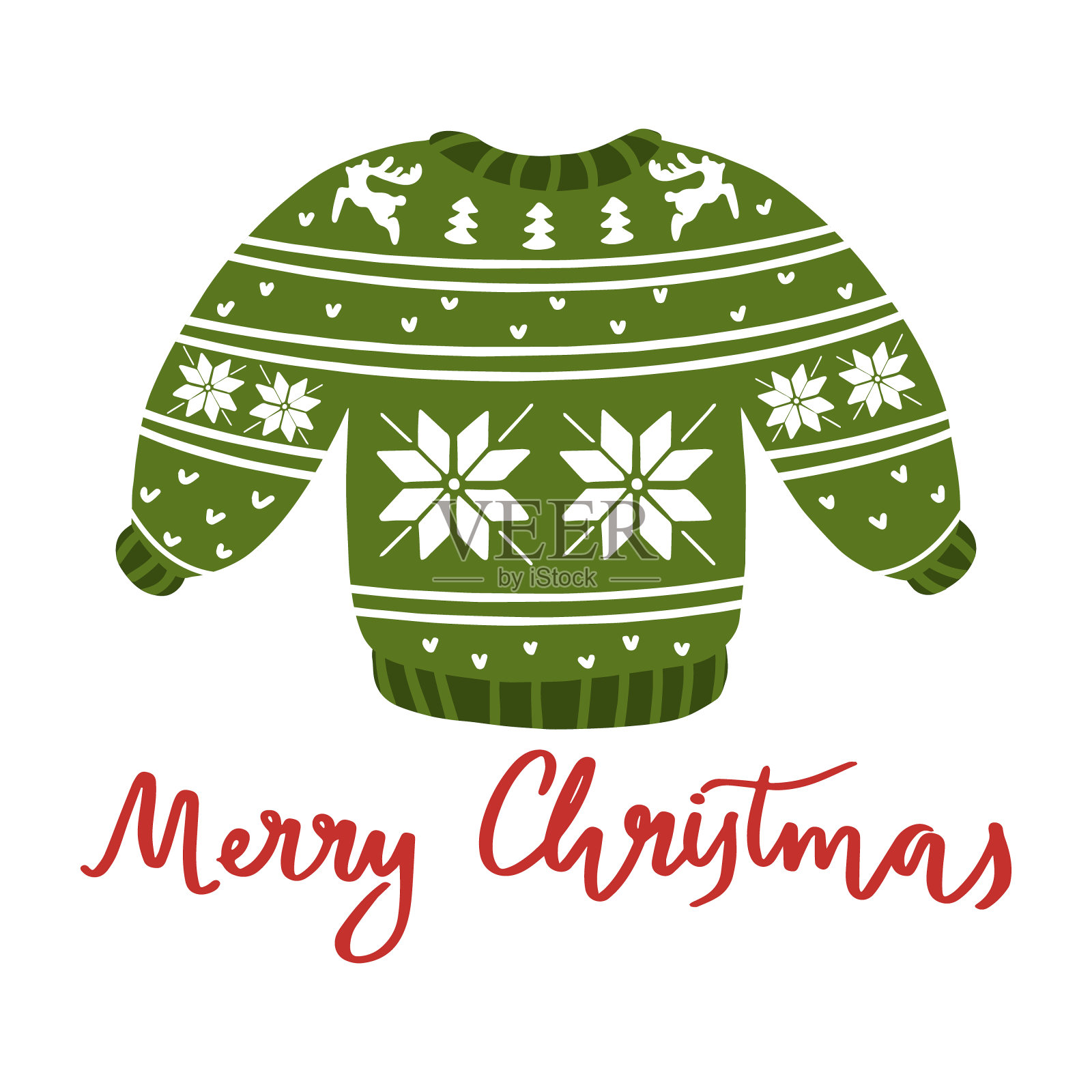 可爱向量圣诞丑毛衣。插画图片素材