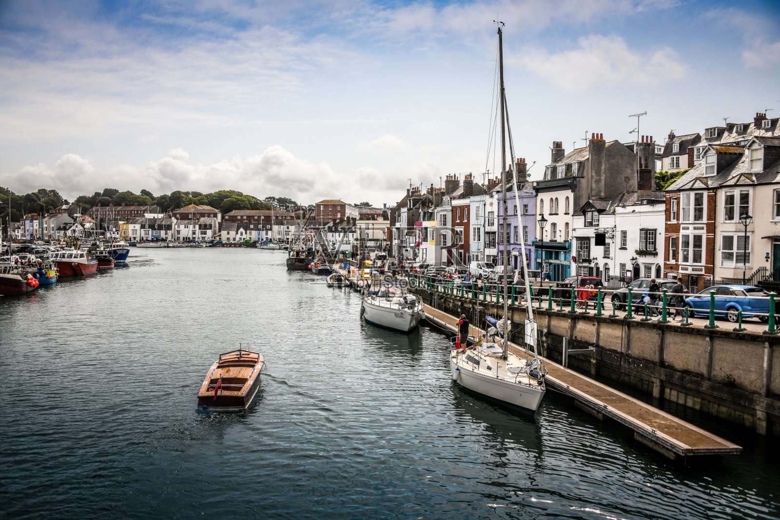 繁忙的韦茅斯码头，英国照片摄影图片