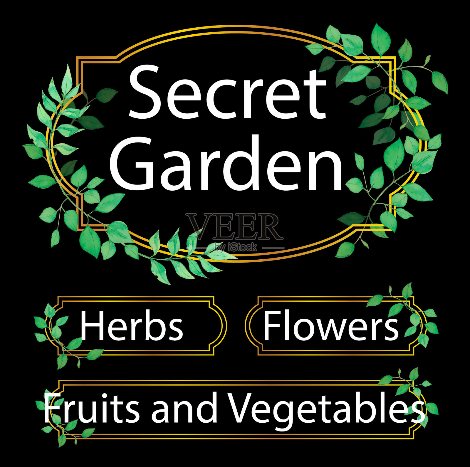 优雅的花园标签插画图片素材