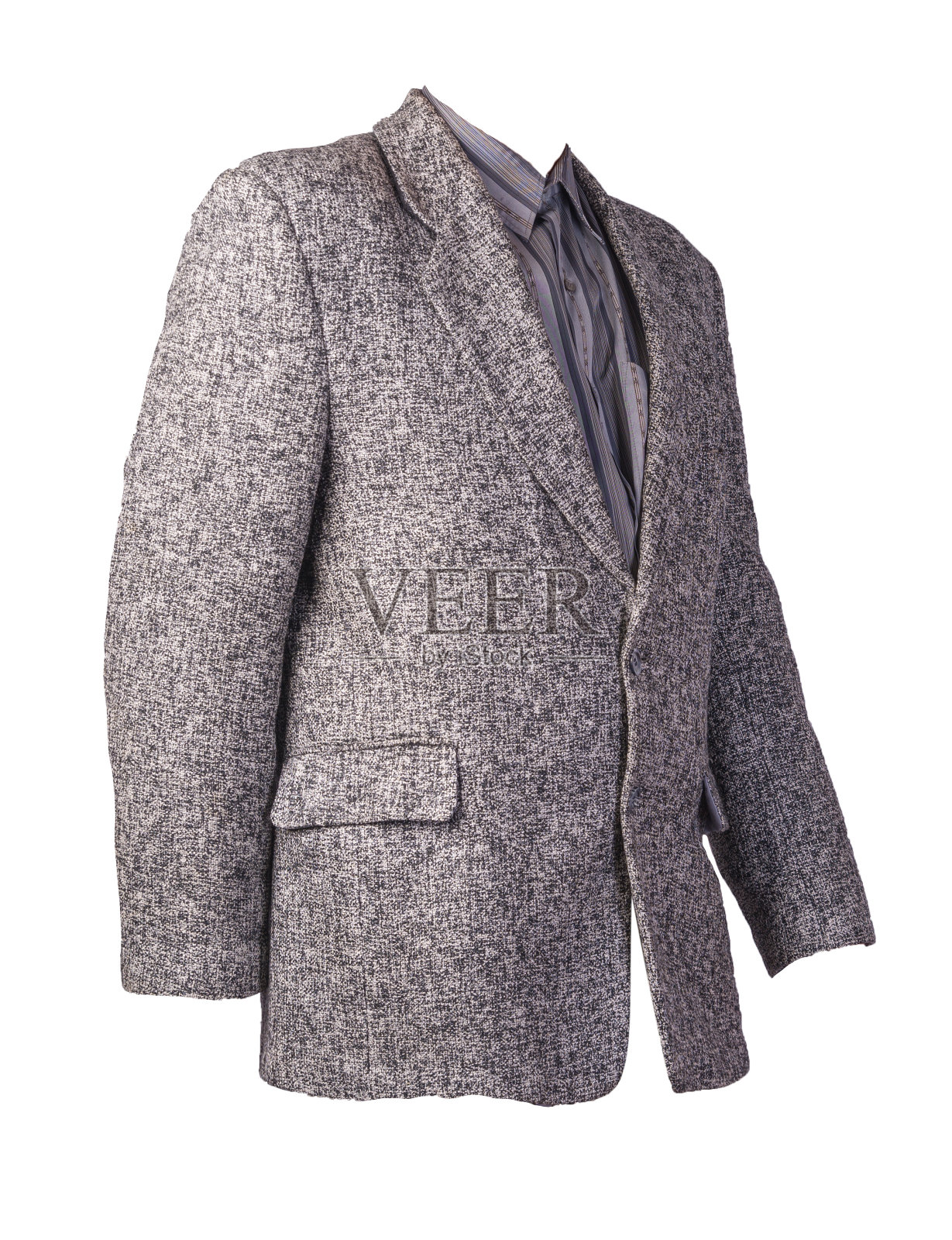 纽扣在白色背景上孤立的夹克照片摄影图片