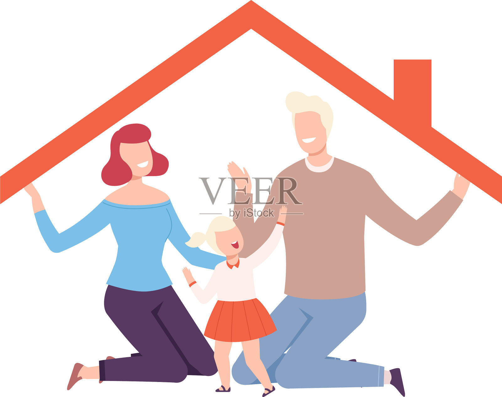 幸福的父母和他们的女儿举着设计元素图片