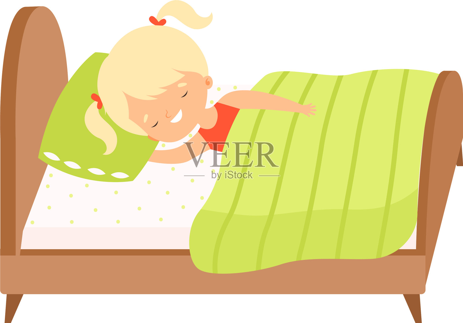 可爱的金发小女孩睡在她的甜蜜设计元素图片