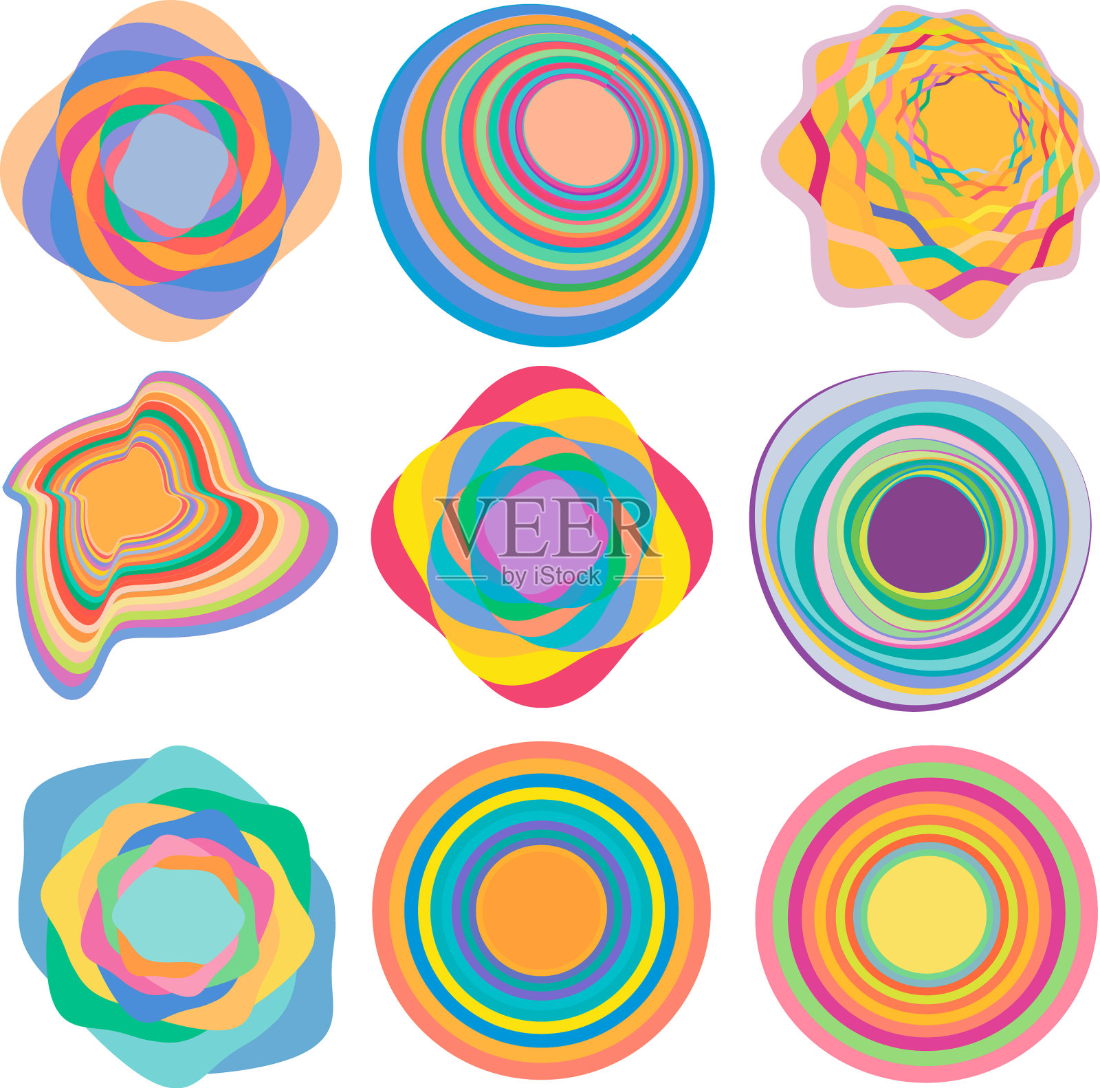 设置奶油粉彩涂抹涂抹彩色插画图片素材