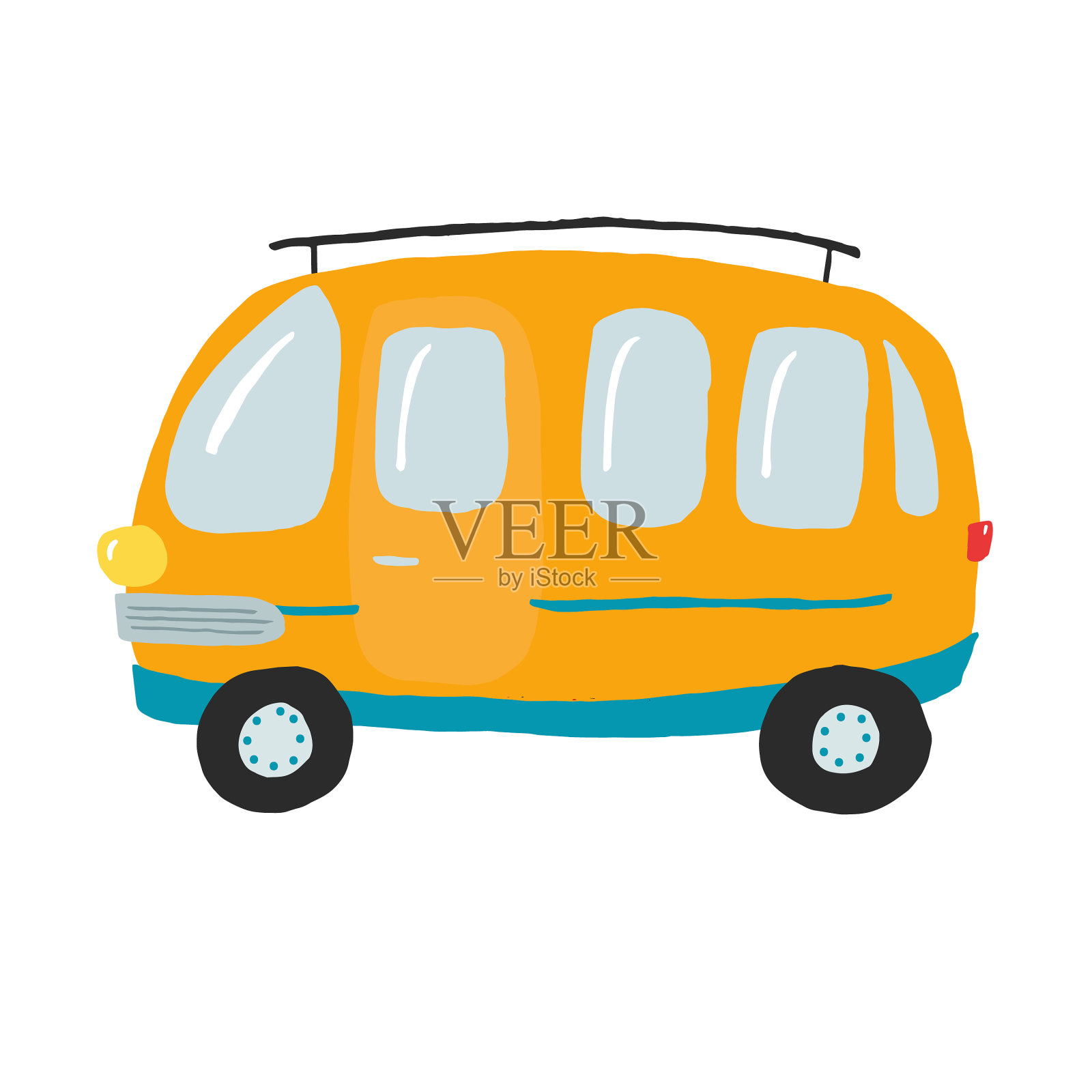 可爱的存储公共汽车打印海报设计元素图片