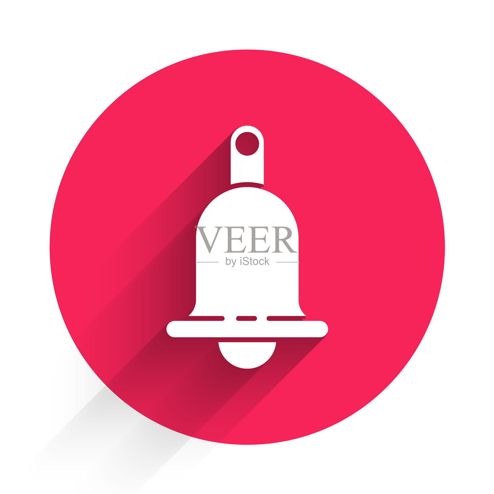 白色铃铛图标孤立与长影子图标素材